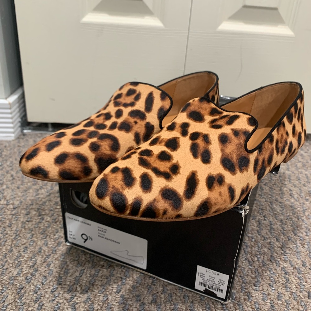 J.Crew Leopard Calf Hair Loafer Size 9.5